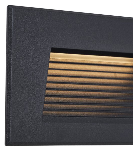 Komplet 6 modernih vgradnih stenskih svetilk črne barve 11,5 cm vklj. LED IP65 - Trem