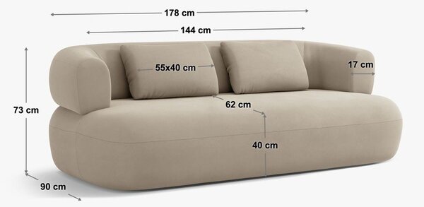 Sedežna garnitura iz tkanine bouclé v barvi terakote 178 cm Jenny – Micadoni