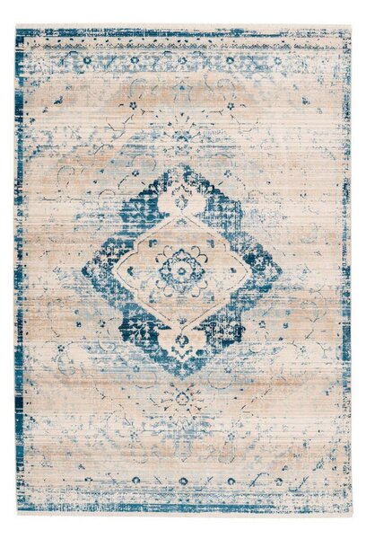 VINTAGE PREPROGA 160/230 cm tkano modra, krem barve