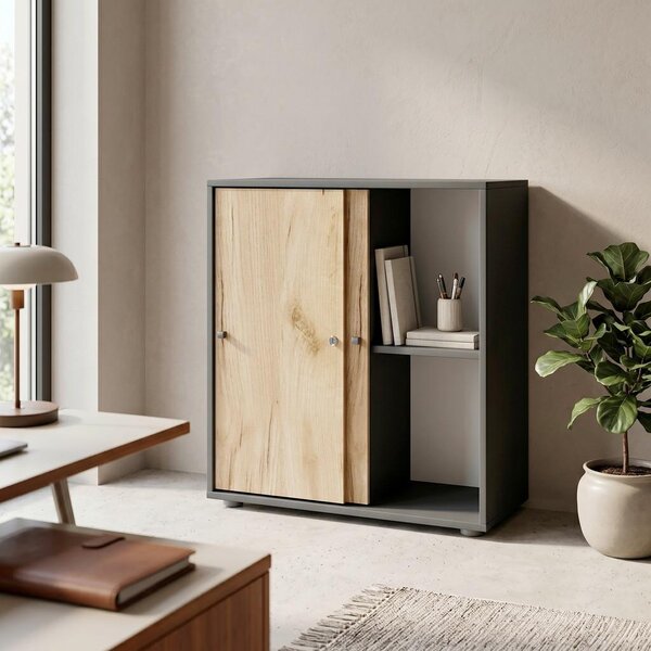 P & B Pisarniški Regal Lona L, Antracit, Barva Hrasta