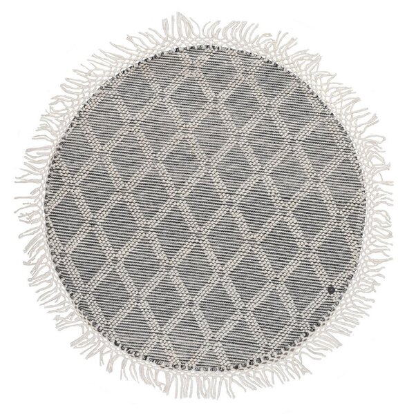 ROČNO TKANA PREPROGA Colored Macrame one 140/140 cm tkano siva, bela