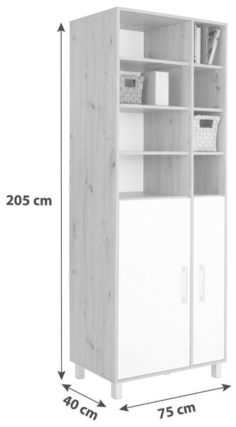 Modern Living Regal Box, Bela, Barva Hrasta