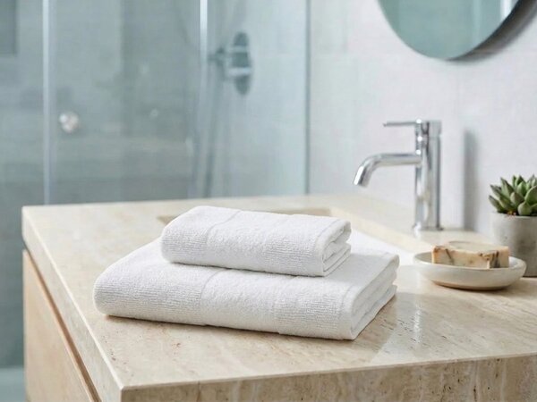 Set brisač CARRARA 1 kos 60x100 cm in 1 kos 40x55 cm 100% bombaž, bela