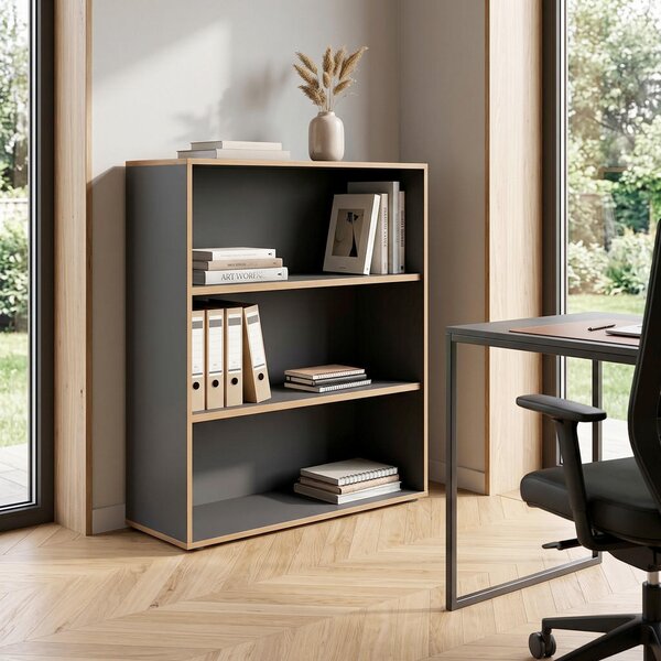 PISARNIŠKI REGAL 100/110/33 cm antracit, medeni hrast