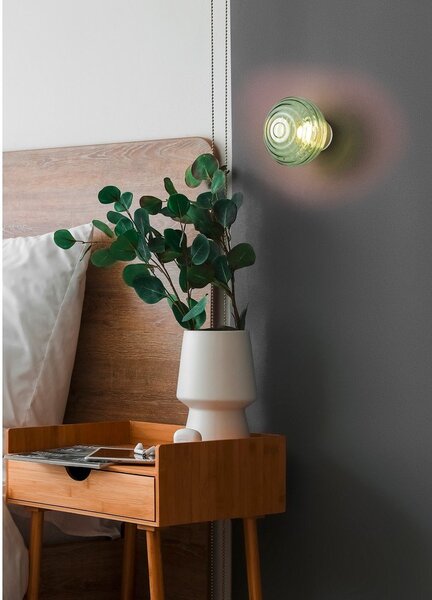 Zelena steklena LED stenska svetilka na USB ø 15,5 cm Earl – Reality