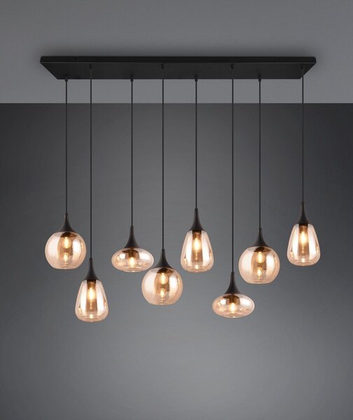 Črna/oranžna viseča svetilka s steklenim senčnikom Lumina – Trio