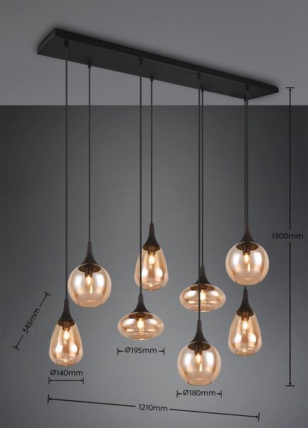 Črna/oranžna viseča svetilka s steklenim senčnikom Lumina – Trio