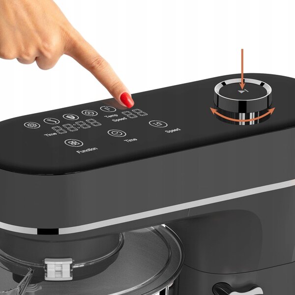 2300W touch planetarni kuhinjski mešalnik robot LCD 6L z ogrevano posodo črn