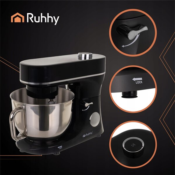 2300W touch planetarni kuhinjski mešalnik robot LCD 6L z ogrevano posodo črn