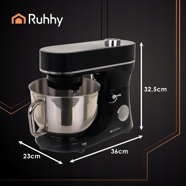 2300W touch planetarni kuhinjski mešalnik robot LCD 6L z ogrevano posodo črn
