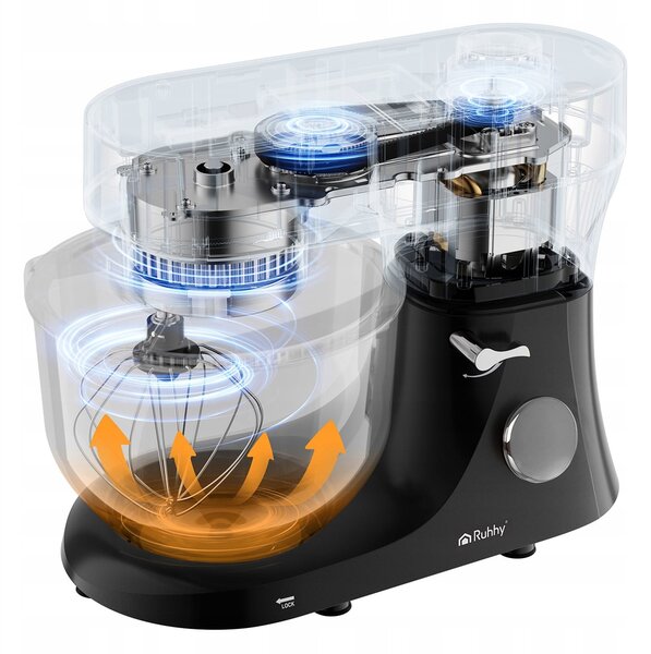 2300W touch planetarni kuhinjski mešalnik robot LCD 6L z ogrevano posodo črn