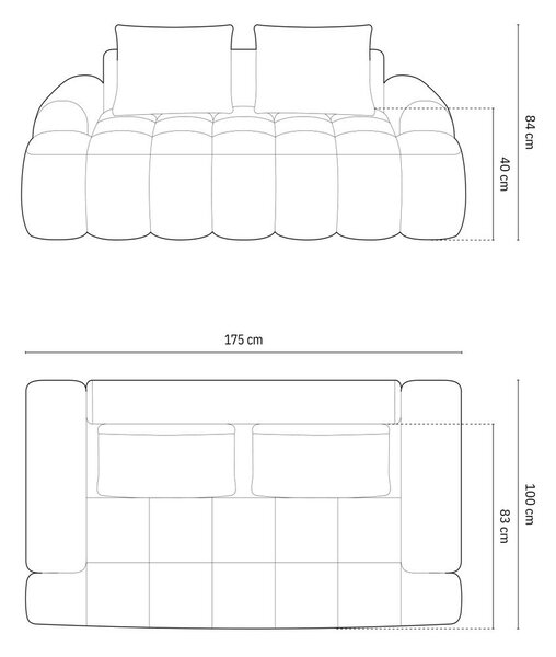 Siva žametna sedežna garnitura 175 cm Linz – Cosmopolitan Design