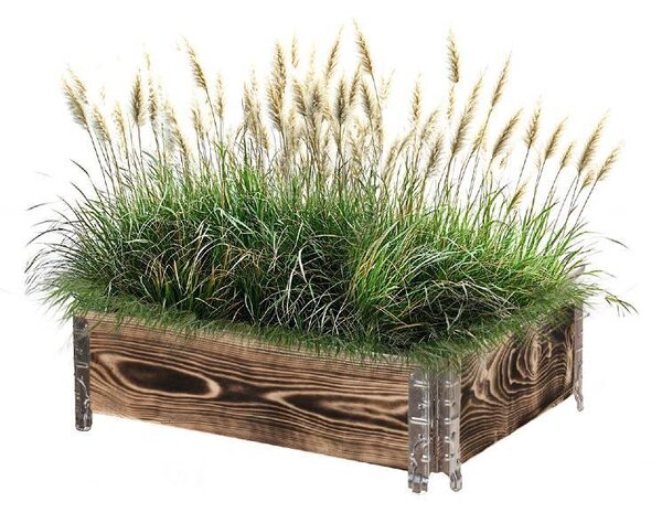 ATMOWOOD Lesena visoka greda z okovjem 80 x 60 x 20 cm - ožgana