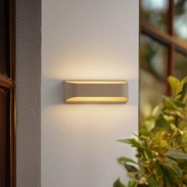 Lindby LED zunanja stenska svetilka Lenore, bež, kovina, 36,5 cm, Bež, Aluminij, Sodobni