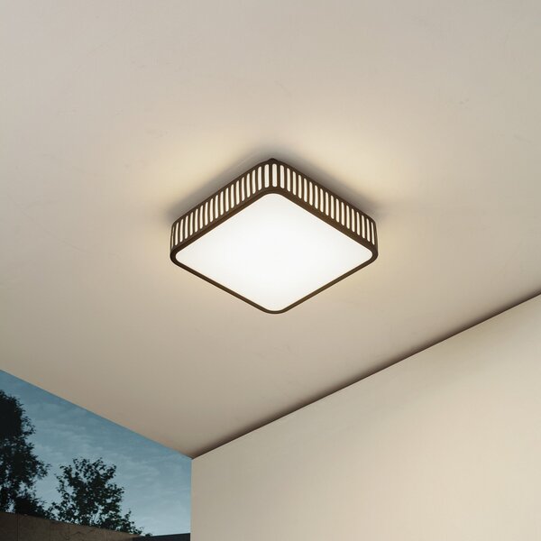 Lindby LED zunanja stropna svetilka Lurinda, 26 cm črna, IP44, Črna, Aluminij, Sodobni