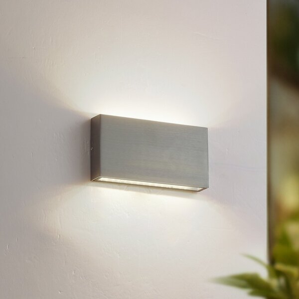 Lindby LED zunanja stenska svetilka Jarte, srebrna, kovina, 17 cm, IP54, Kovinska, Aluminij, Sodobni