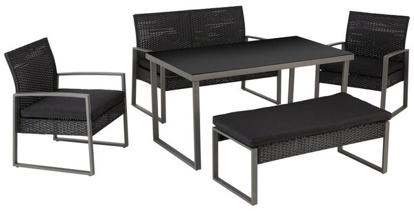 Modern Living Lounge Garnitura Elena, Črna, Siva, 5-Delni Set