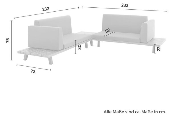 Bessagi Garden Lounge Garnitura Calla, Siva, 4-Delni Set