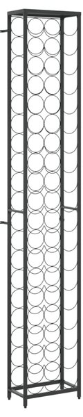 VidaXL Vinsko stojalo za 57 steklenic črno 34x18x200 cm kovano železo