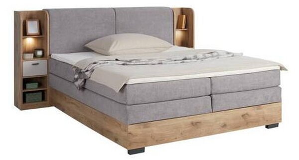 Premium Living Postelja Boxspring Ravenna, Svetlo Siva, Hrast, 180x200