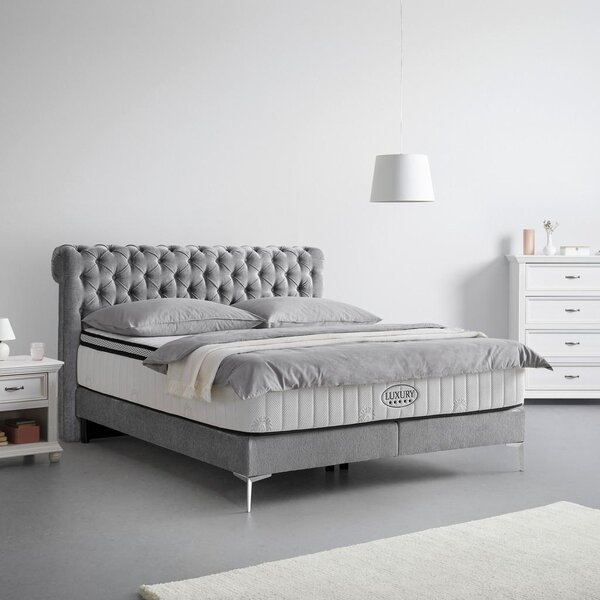 Premium Living Postelja Boxspring Queen, Siva, 180x200