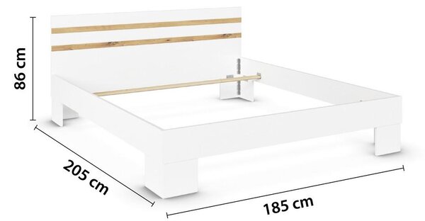 XXXL Postelja Foster, Bela, Hrast, 180x200
