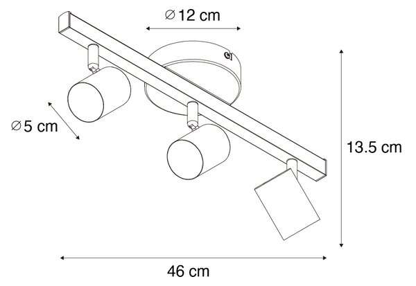 Črna stropna točkovna svetilka GU10 50 mm 3-lučna z ozadjem - Back Up