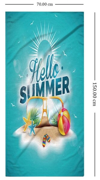 Plažna brisača z motivom HELLO SUMMER 150 x 70 cm