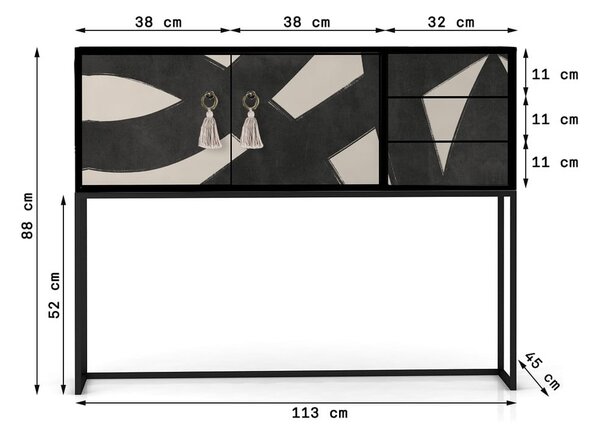 Črna/bež nizka komoda 113x92 cm Freya – Really Nice Things