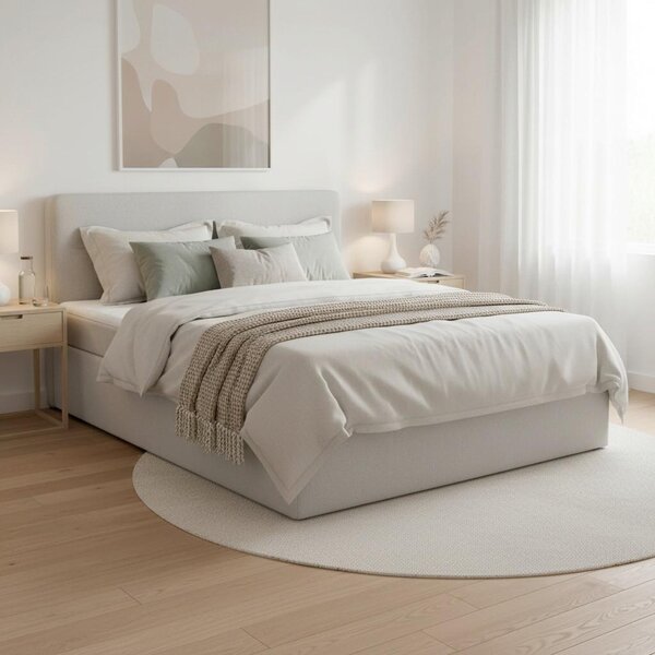 Bessagi Home Postelja Z Vzmetnico Marco, 160x200, Svetlo Siva