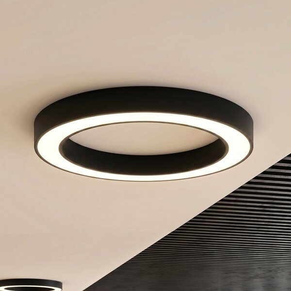 Arcchio LED-stropna svetilka Sharelyn, premer 80 cm, črna, z možnostjo, zatemnjen, Črna, Kuhinja, Aluminij, Sodobni