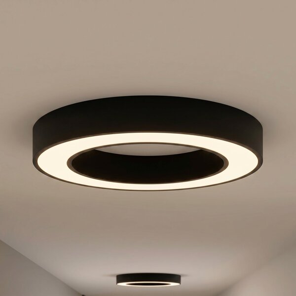Arcchio LED-stropna svetilka Sharelyn, premer 60 cm, črna, z možnostjo, zatemnjen, Črna, Kuhinja, Aluminij, Sodobni