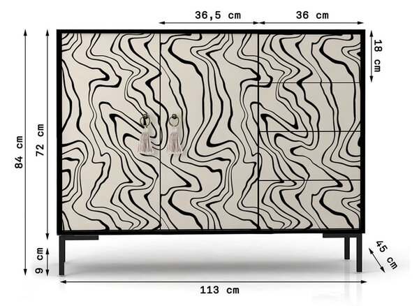 Črna/bež nizka komoda 113x84 cm Wilma – Really Nice Things