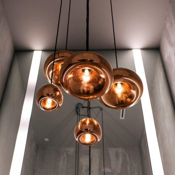 Tom Dixon LED viseča svetilka Void mini, baker, zatemnjen, Bakrena, Dnevna soba / jedilnica, Baker, Dizajn
