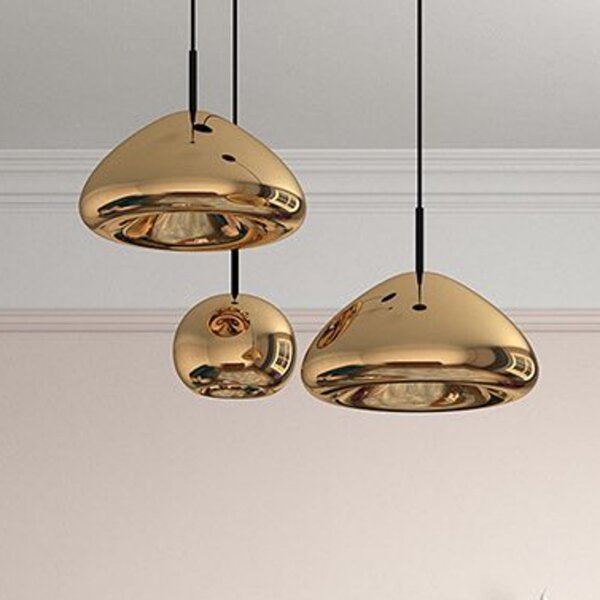 Tom Dixon LED obesna svetilka Void mini, Ø 15 cm, medenina, zatemnjen, Zlata / medeninasta, Dnevna soba / jedilnica, Medenina, Dizajn