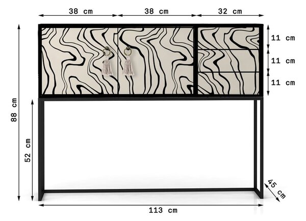 Črna/bež nizka komoda 113x92 cm Freya – Really Nice Things