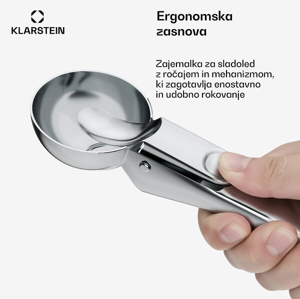Klarstein FrostFusion zajemalka za sladoled | nerjaveče jeklo | nedrseče | ergonomska | primerna za pomivanje v pomivalnem stroju