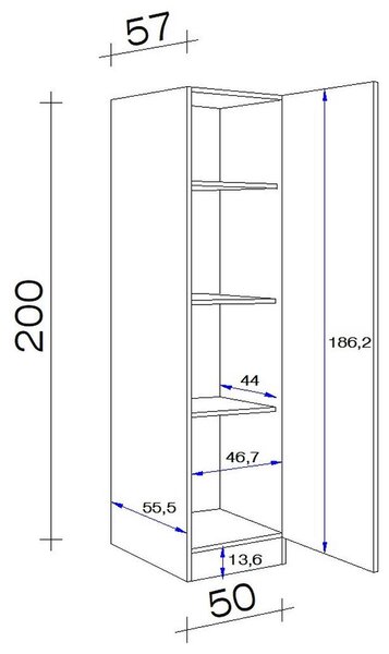 FlexWell Omara Za Posodo Levi, Svetlo Siva, Š. 50 Cm