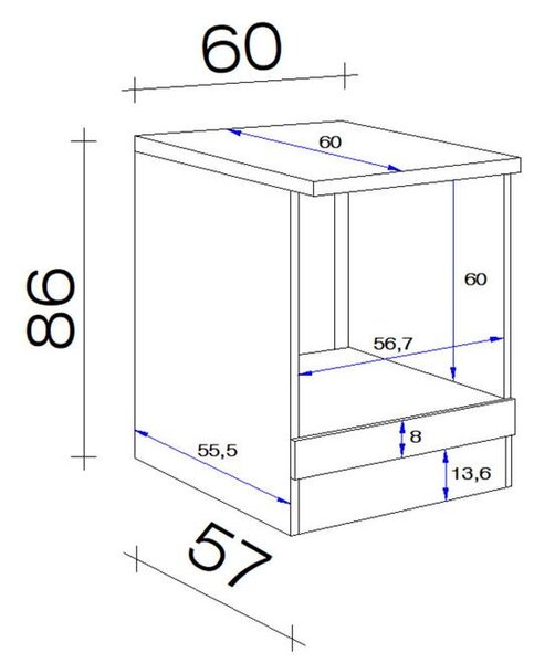 XXXL Omara Za Vgradnjo Štedilnika Alba, Bela, Š. 60 Cm