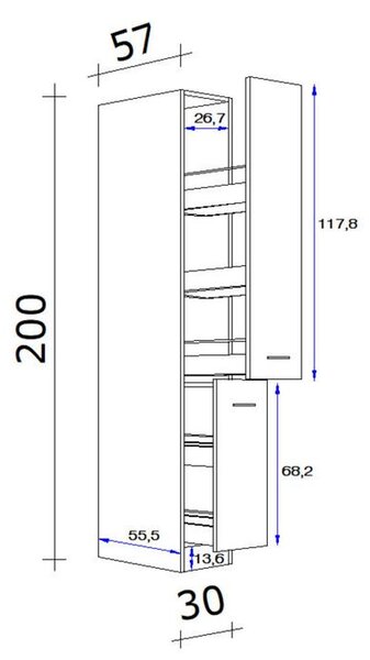 XXXL Izvlečna Omara Neo, Bela, Š. 30 Cm