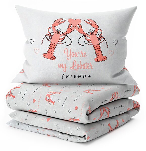 Bombažna posteljnina FRIENDS LOBSTER siva Dimenzije posteljnine: 2 kom 60 x 70 cm | 200 x 200 cm