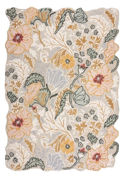 Svetlo rožnata ročno tkana volnena preproga 120x170 cm Daphne Shaped Floral – Flair Rugs