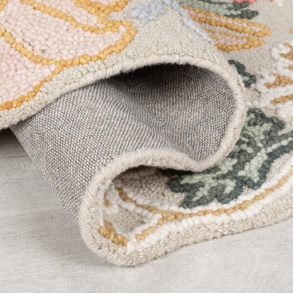 Svetlo rožnat ročno tkan volnen tekač 60x230 cm Daphne Shaped Floral – Flair Rugs
