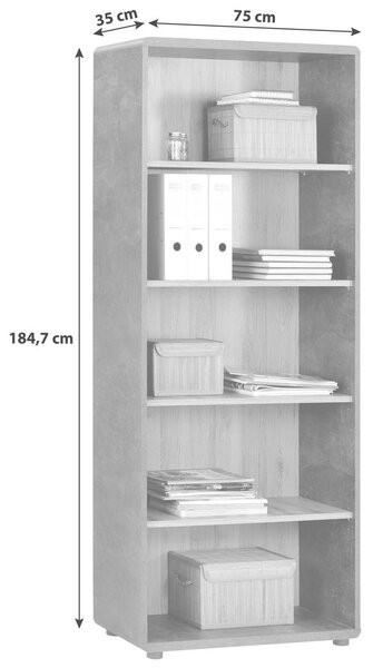 Mömax Pisarniški Regal Fontana Ftr04, Temno Siva, Hrast