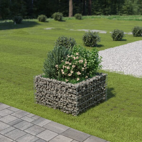 VidaXL Visoka greda gabion pocinkano jeklo 90x90x50 cm