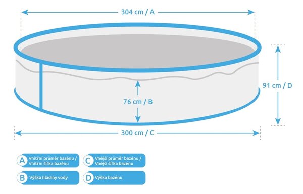 Bazen s trdno konstrukcijo ø 305 cm globina 91 cm Orlando – Marimex