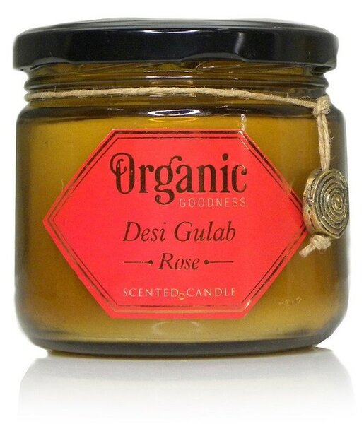 Ekološka sveča Desi Gulab - Rose 200 g v jantarnemkozarcu