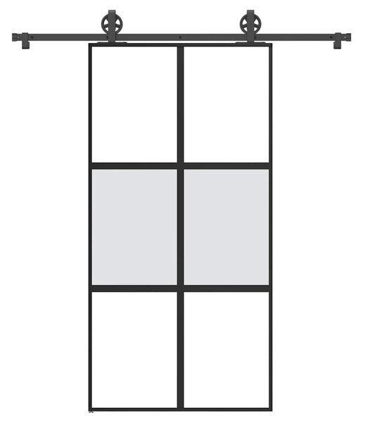 VidaXL Drsna vrata z opremo 102,5x205 cm kaljeno steklo in aluminij