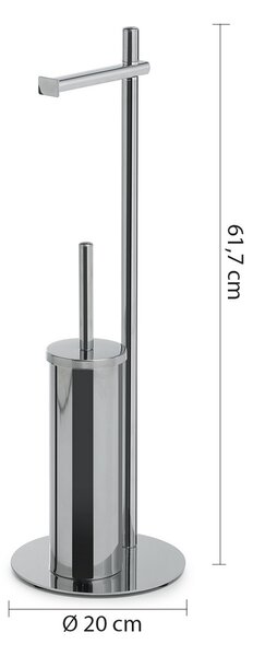 GEDY 143213 Stojalo Circe z držalom za toaletni papir in straniščno krtačo, okroglo, krom