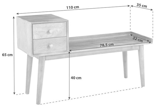 XXXL Garderobna Klop Settanta, Masiven Les Akacije